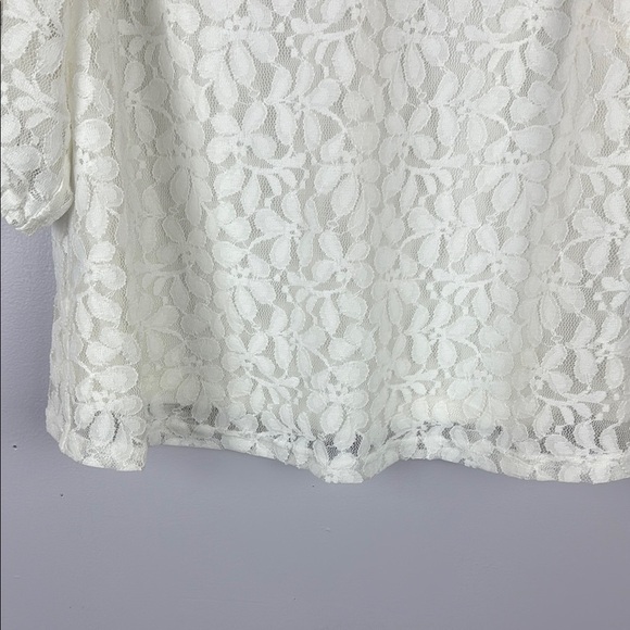 Laundry By Shelli Segal White Lace Puff Sleeve Blouse Size Large - Picture 6 of 9
